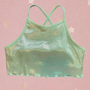 NWOT Justice Just for Girls Too Cool Texture Ribbed Shimmer Bikini Top Size 16